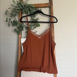 Nine West Rust Brown V-Neck Spaghetti Strap Cami